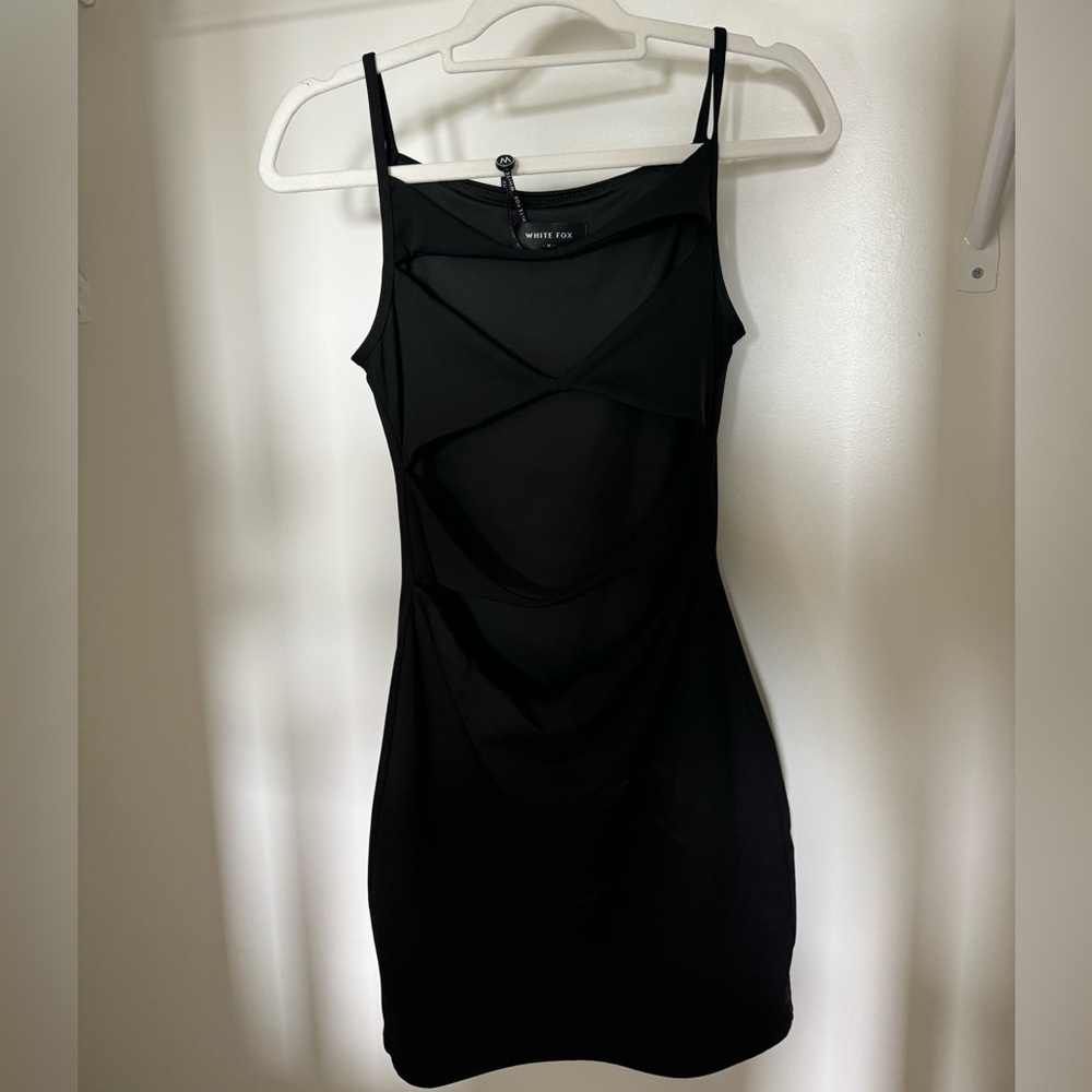 WHITE FOX cut out black mini dress